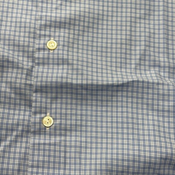 Eton Button Up Shirt Mens 15.75 15 3/4 - 40 Medium Blue Check Long Sleeve Spread - Picture 5 of 9